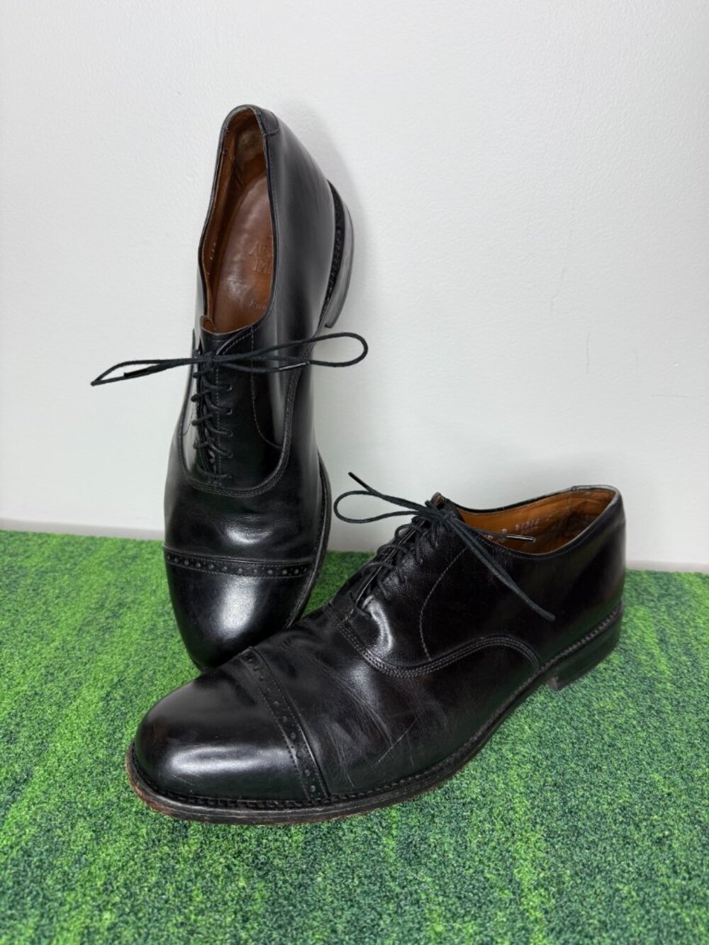 Allen Edmonds Byron Shoes Black Men Black Cap Toe Size 11.5 D